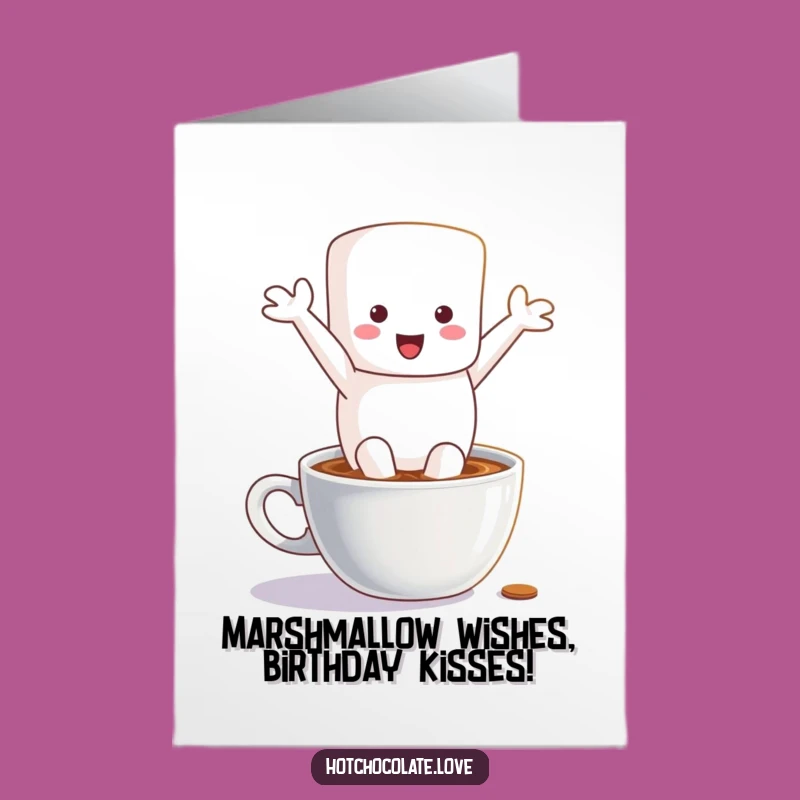 Free Printable Birthday Card: Cheerful Marshmallow Leaping, Funny Downloadable Gift