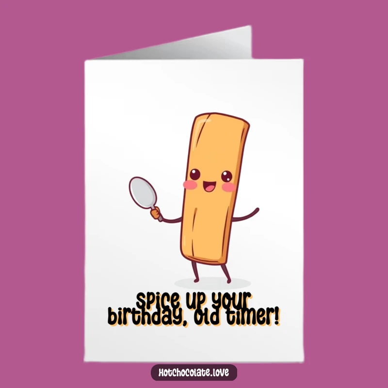 Funny Free Printable Birthday Card: Cheerful Cinnamon Stick Spreading Joyful Wishes