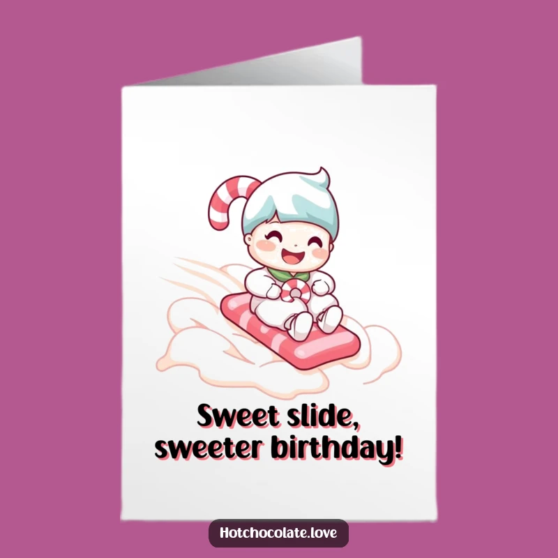 Free Printable Happy Birthday Card: Funny Candy Cane Whipped Cream Slide Downloadable Gift