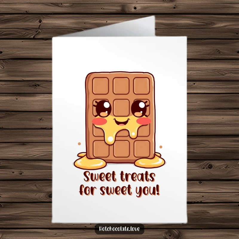 Funny Free Printable birthday card featuring a cheerful chocolate bar ecstatically melting with joy, a sweet and humorous greeting.