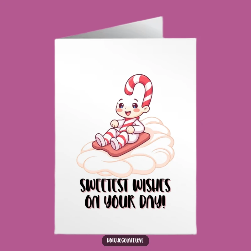 Free Printable Birthday Card: Candy Cane Slide, Funny Downloadable Gift