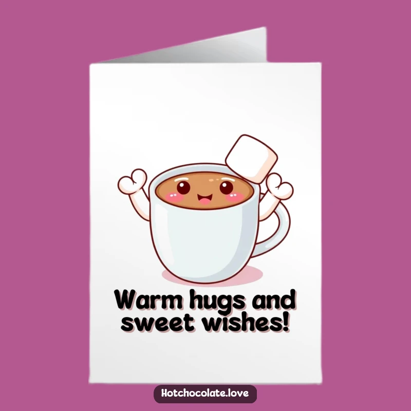 Free Printable Birthday Card: Funny Hot Chocolate Mug Waving Hello