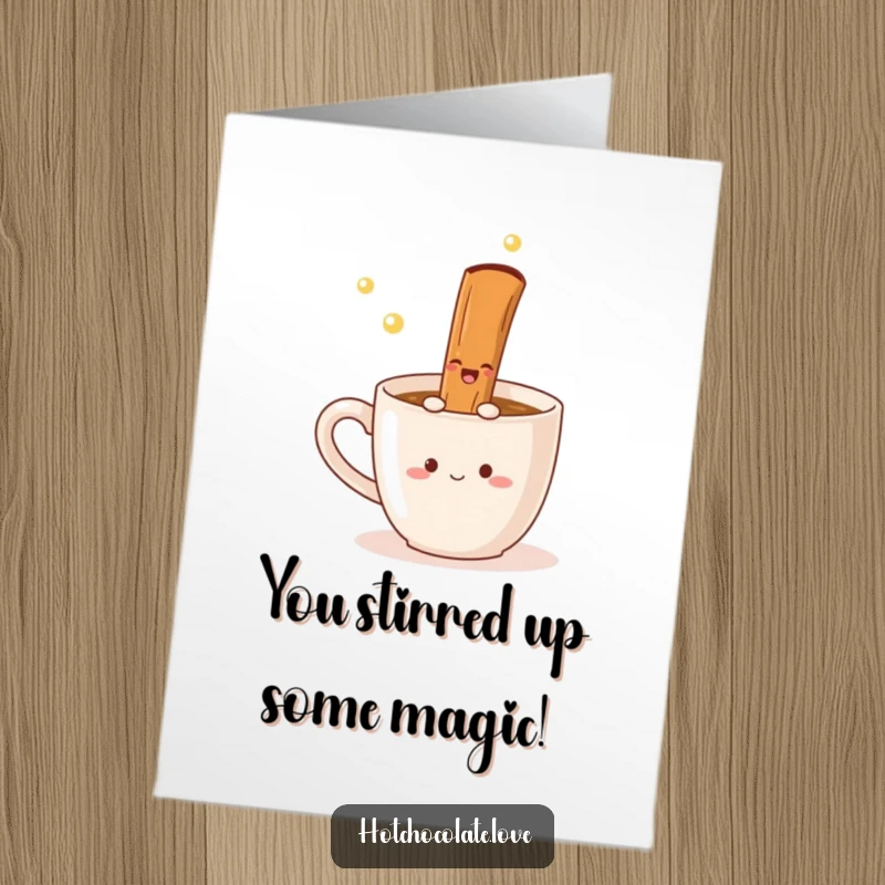 Funny Free Printable Congratulations Card: A happy cinnamon stick spins in a mug, celebrating your big win with flair.