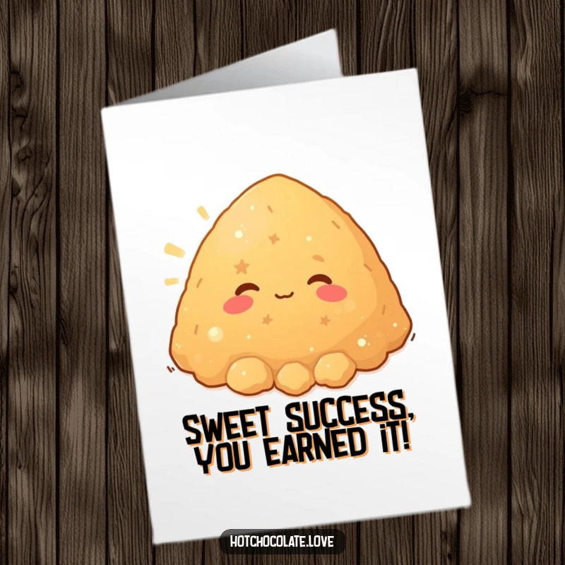 Funny Free Printable Congratulations Card showing a contented pile of brown sugar beaming warmly, perfect for celebrating sweet success.