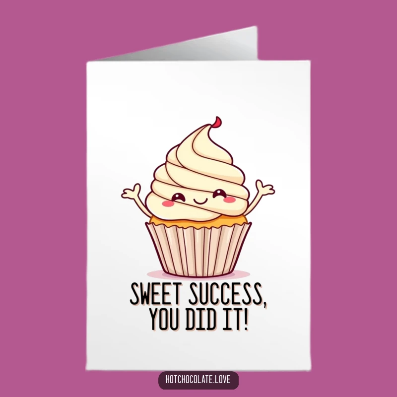 Free Printable Congrats Card: Jiggling Cupcake Celebrates Your Success, Print at Home!