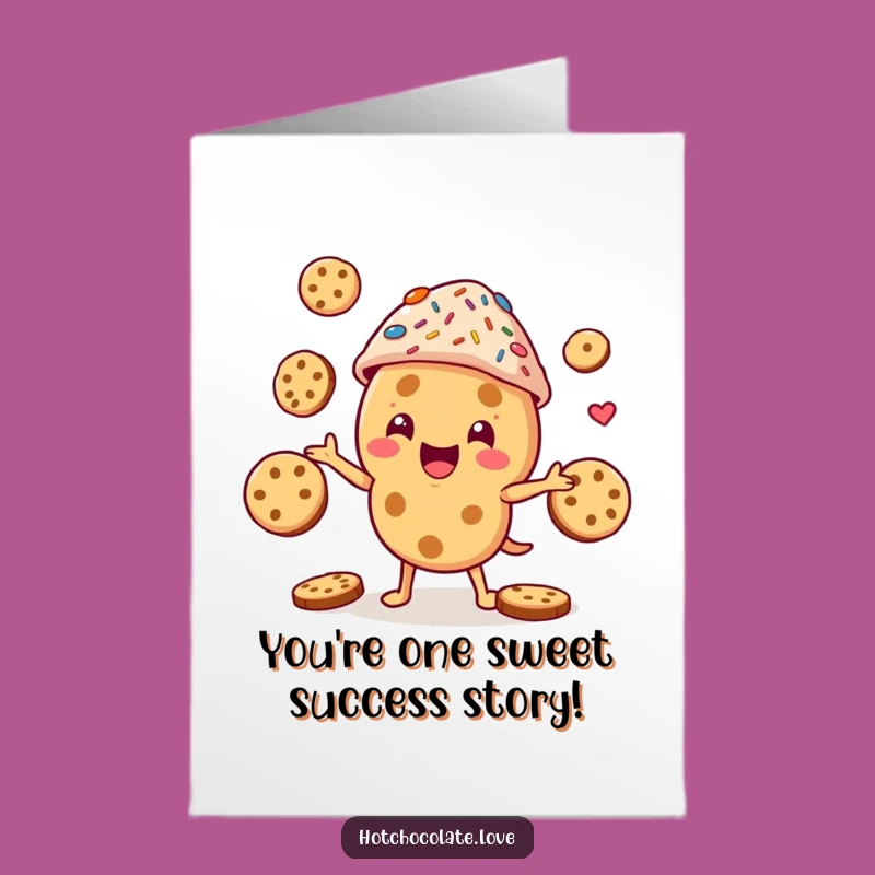 Free Printable Congrats Card: Juggling Cookie Character for Your Big Achievement!