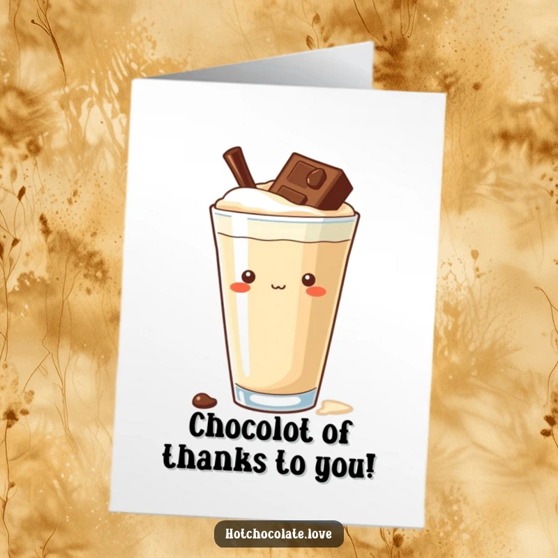 Funny Free Printable Thank You Card: Chocolate chip cookie peeking from a drink, conveying curiosity and thanks.