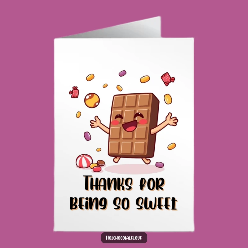 Free Printable Chocolate Thanks Card: Funny Juggling Bar Downloadable Gift