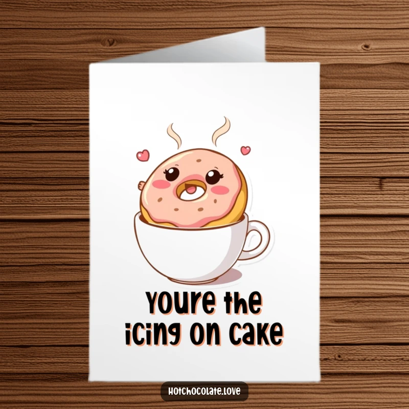 Funny Free Printable Donut Thank You Card, happily floating in hot chocolate, a sweet and bouncy way to say thanks.