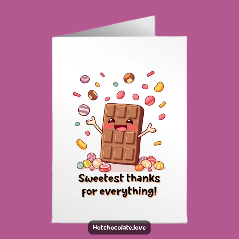 Free Printable Thank You Card: Chocolate Bar's Candy Juggling