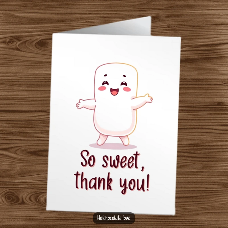 Funny Free Printable Thank You Card: A joyful marshmallow person captured mid-dance, radiating happiness.