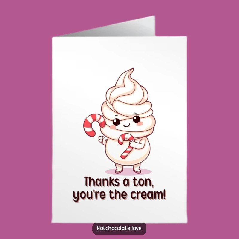 Free Printable Thank You Card: Whipped Cream & Candy Cane Funny Downloadable Gift