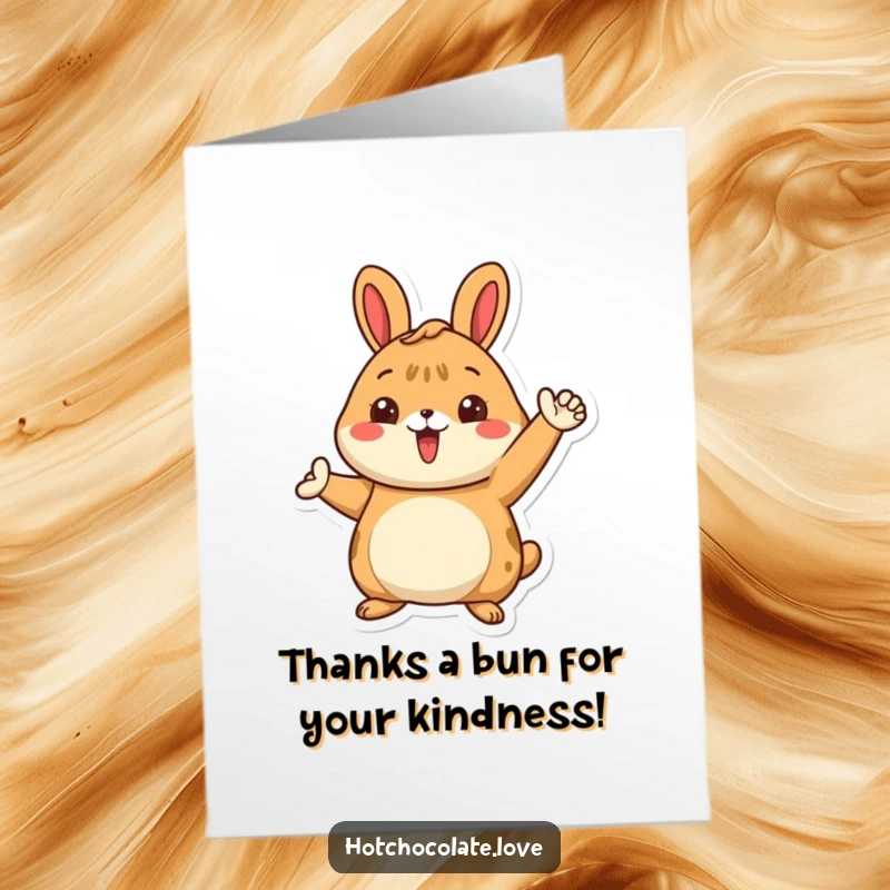 Funny Free Printable Thank You Card featuring a proud cinnamon bun character offering a warm, inviting pose of thanks.