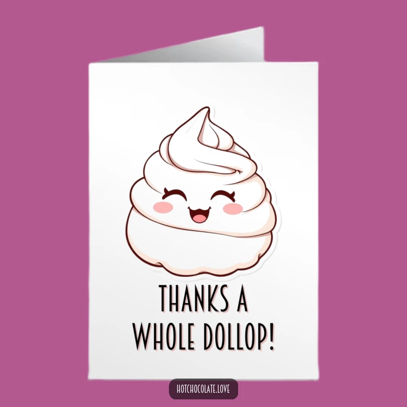 Free Printable Thank You Card: Winking Whipped Cream Dollop, Funny & Sweet Download