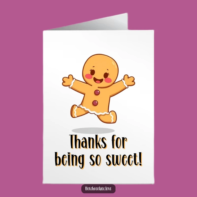 Free Printable Thank You Card: Happy Gingerbread Person Spreading Gratitude with Glee