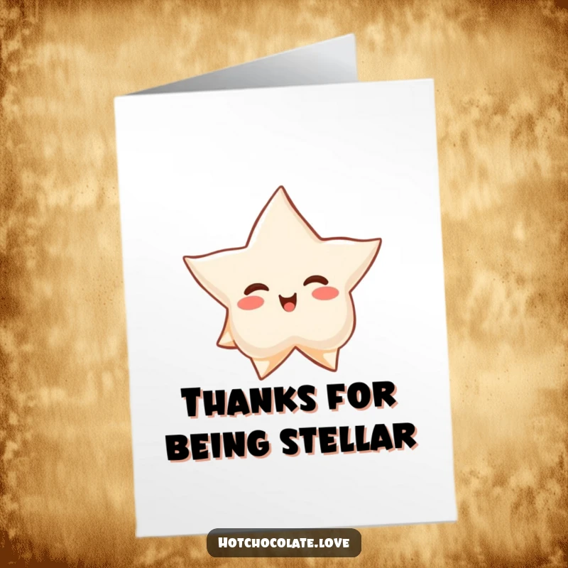 Funny Free Printable Thank You Card: A proud star anise character floating serenely, conveying elegant and funny thanks.