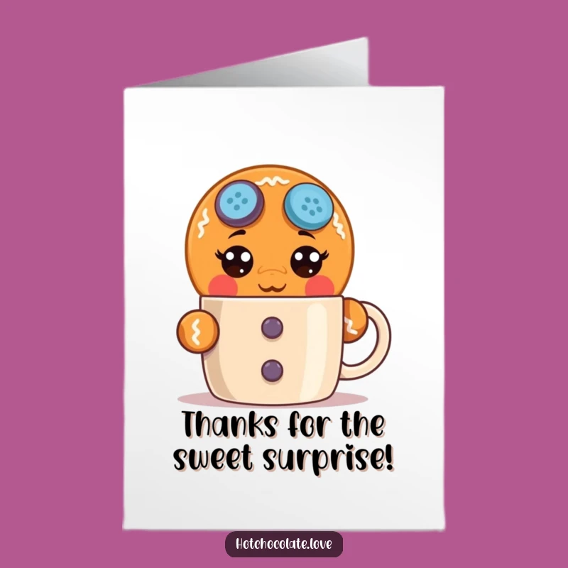 Free Printable Thank You Card: Astonished Gingerbread Man, Funny Downloadable