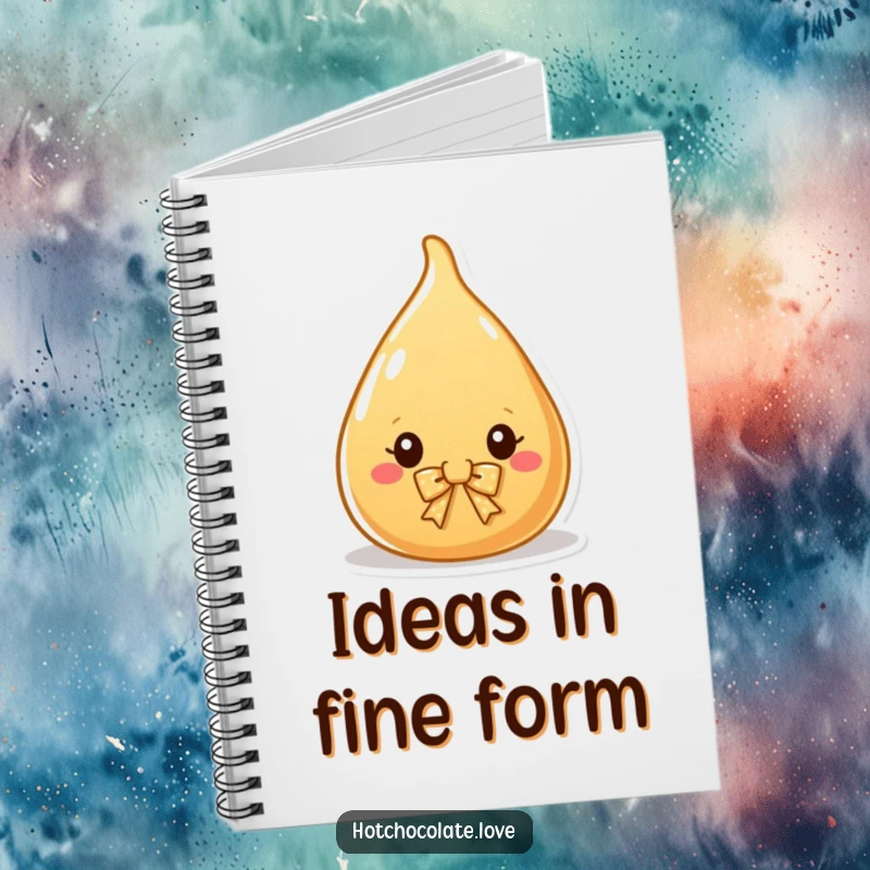 Funny Notebook with a charming caramel drop wearing a bow on the cover, inspiring sweet notes and delightful ideas.