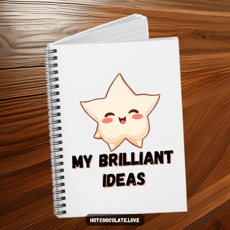 Funny notebook with a proud star anise floating serenely, perfect for jotting down notes or ideas with a calm and humorous touch.