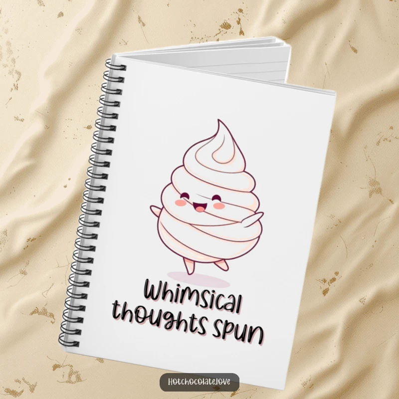Funny notebook: A charming whipped cream dollop character doing a happy spin. Ideal for writing.