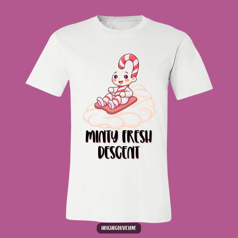 Funny Candy Cane Whipped Cream Slide T-Shirt - Festive Fun Gift
