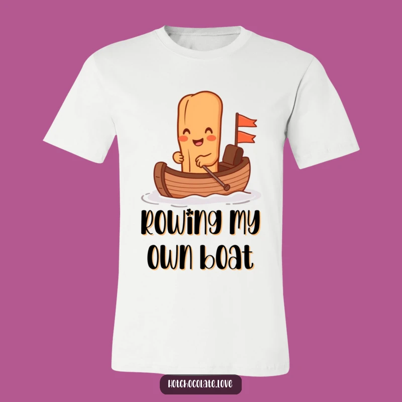 Funny Cinnamon Stick Rowing Chocolate Boat T-Shirt - Hilarious Cartoon Apparel