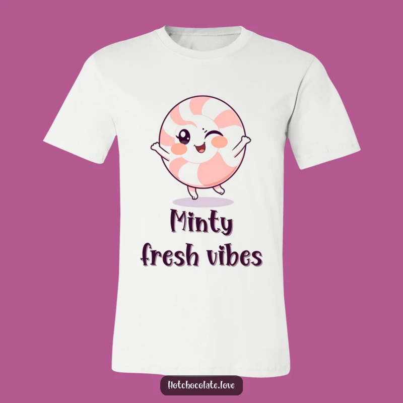 Funny Peppermint Spin T-Shirt: Winking Character Spinning, Hilarious Apparel for Cool People