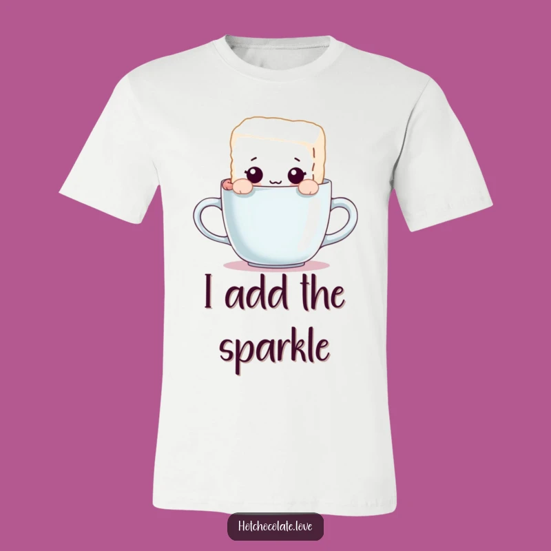 Funny Sugar Cube T-Shirt: Curious Character Peeking, Hilarious Apparel for Sweet Lovers