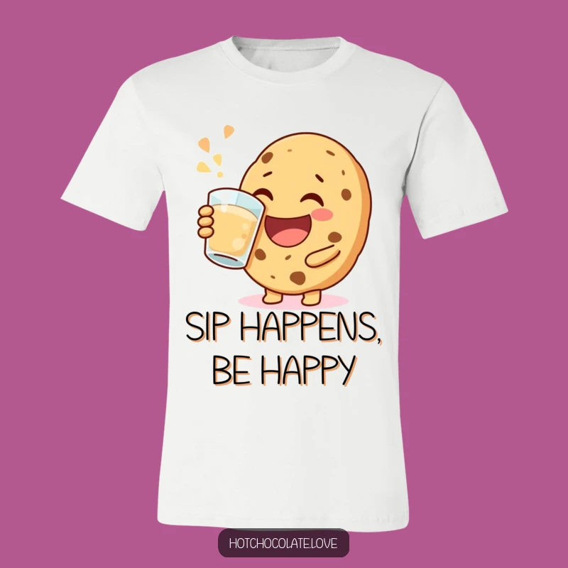 Funny Happy Cookie T-Shirt: Wear Your Joy with This Jovial Sipping Graphic Tee