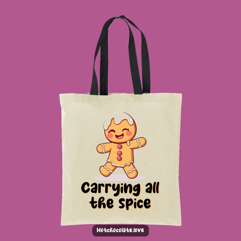 Funny Gingerbread Man Tote Bag: Dancing Icing Design, Practical Festive Gift
