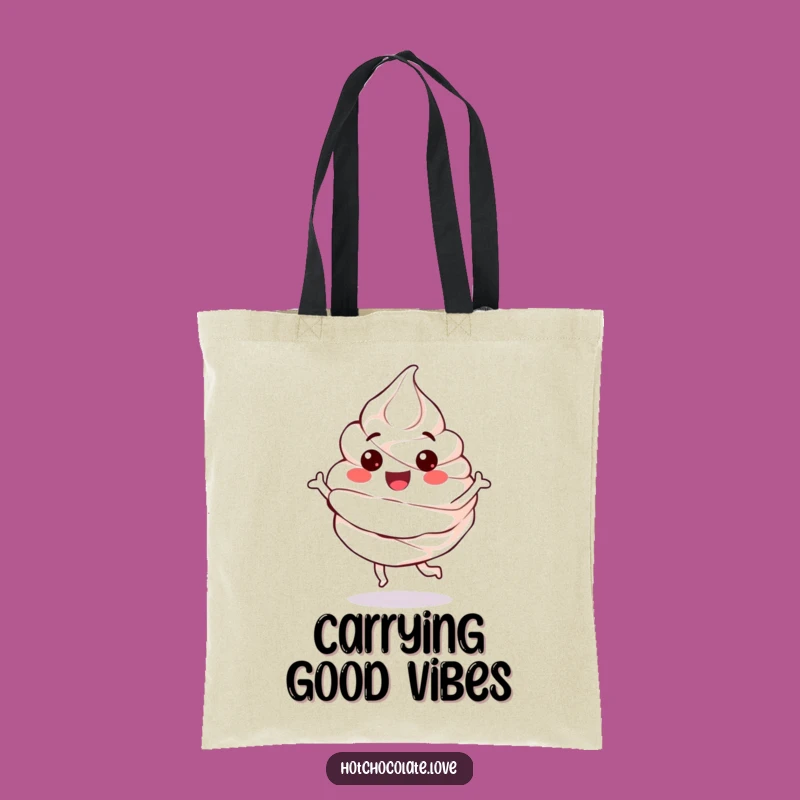 Funny Whipped Cream Tote Bag: Bouncing Dollop, Sweet & Practical Design