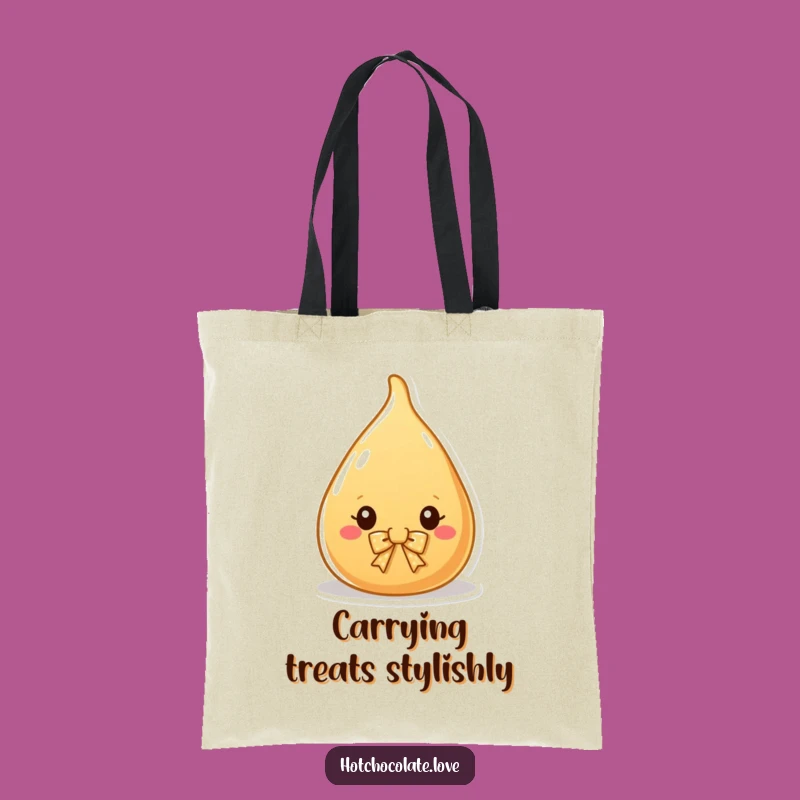 Funny Caramel Tote Bag: Charming Bow Design, Eco-Friendly Sweet Gift
