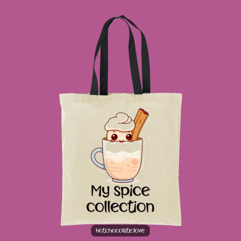 Funny Cinnamon Stick Tote Bag: Proud Warm Drink Character Carryall