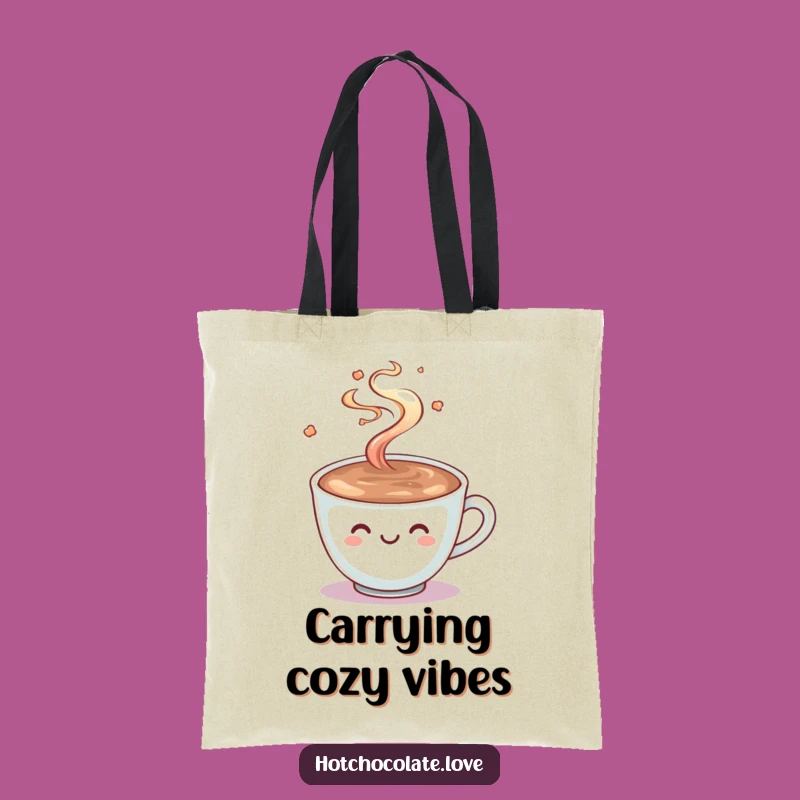 Funny Hot Chocolate Tote Bag: Smiling Cocoa Cup Carrier Funny Gift