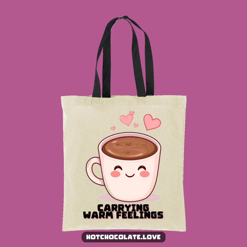 Funny Hot Chocolate Tote Bag: Smiling Mug Carry-All, Heart Steam, Practical Gift