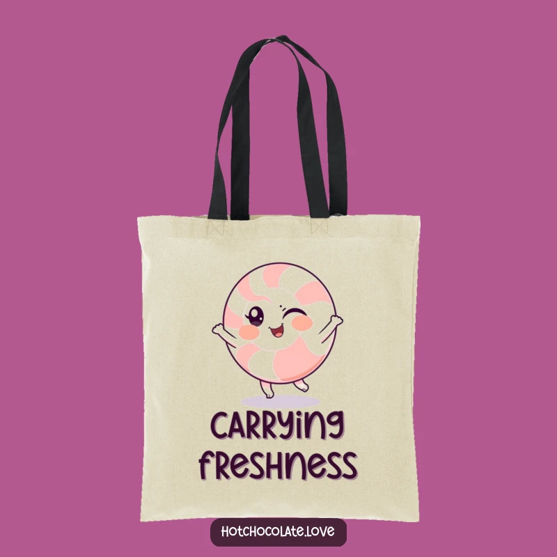 Funny Peppermint Spin Tote Bag: Winking Character Spinning, Stylish & Hilarious Gift